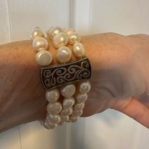 Faux Pearl Triple Layer Bracelet